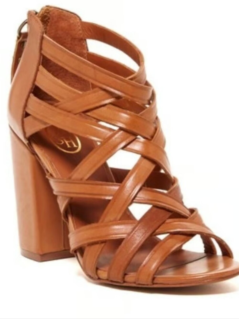 ASH Excelsior Strappy Block Heel Sandal - Tan Size 36